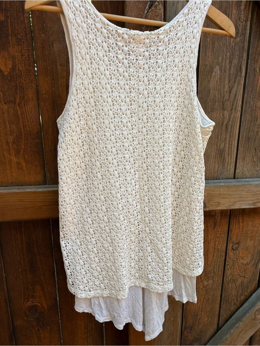 Tru Self Crochet Layered Tank Longline Summer Beachy Top Women's size Large - Picture 3 of 6